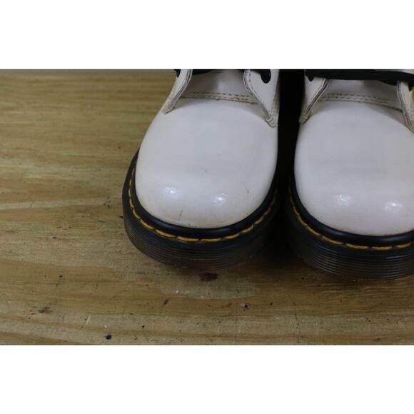 Doc Dr Martens Boots Womens 5 White Combat Lace Up 1450 Air Wair - Picture 6 of 13